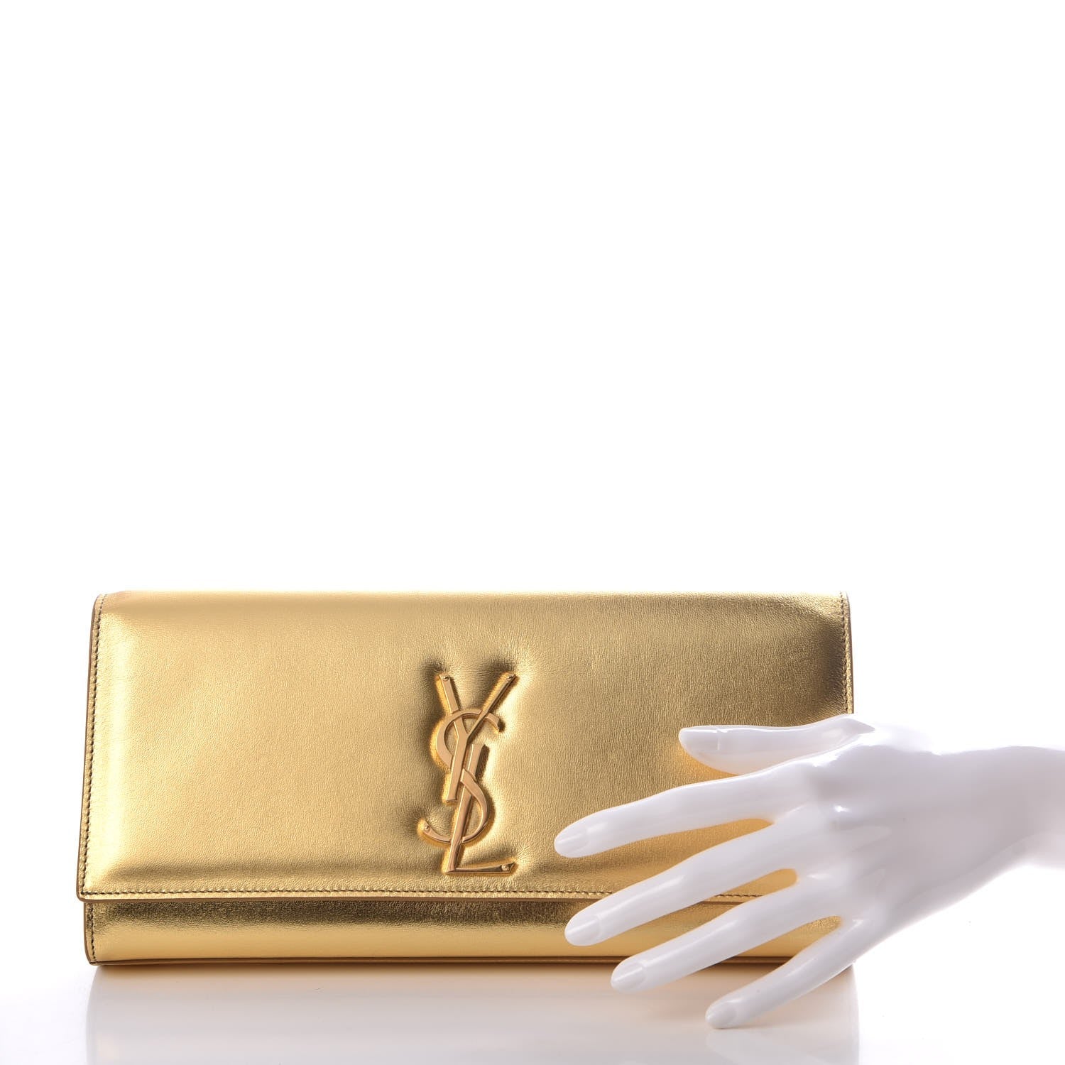 Saint Laurent Metallic Calfskin Monogram Cassandre Clutch Ciad 2 of 6