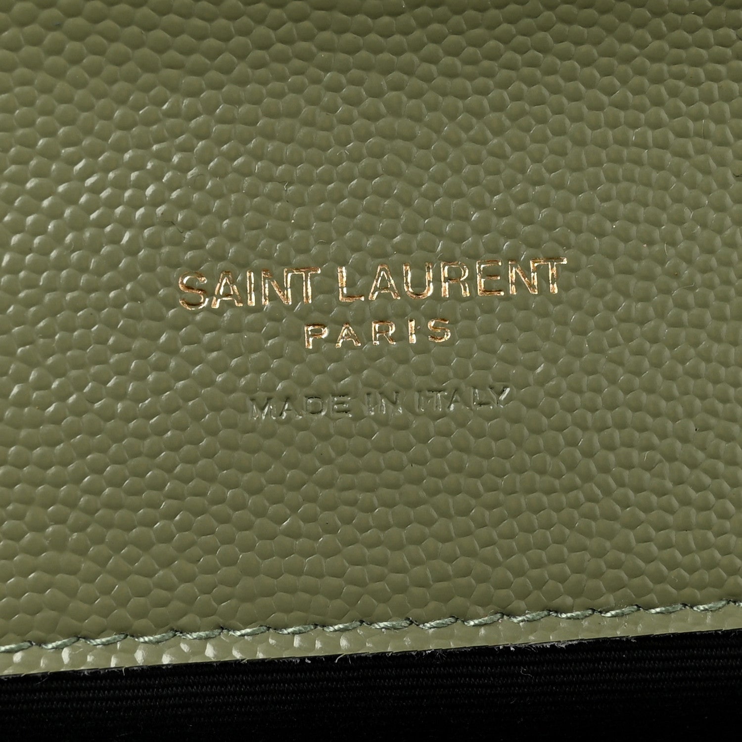 Saint Laurent Grain De Poudre Matelasse Chevron Monogram Envelope Clutch Light Sage 6 of 8