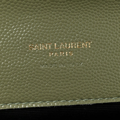 Saint Laurent Grain De Poudre Matelasse Chevron Monogram Envelope Clutch Light Sage 6 of 8