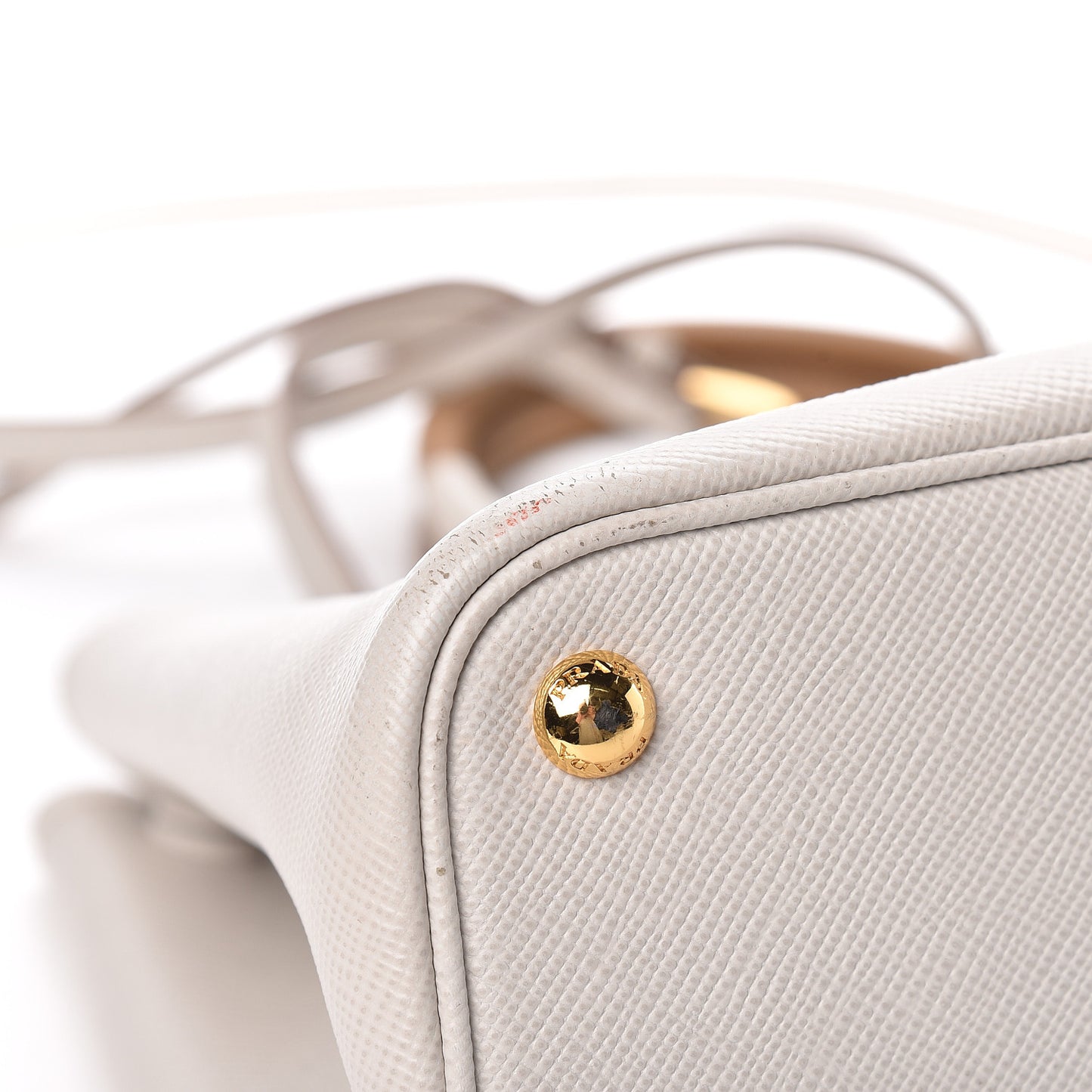Saffiano Cuir Small Bi-Color Double Bag Talco Caramel