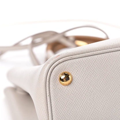 Prada Saffiano Cuir Small Bi-Color Double Bag Talco Caramel 12 of 16