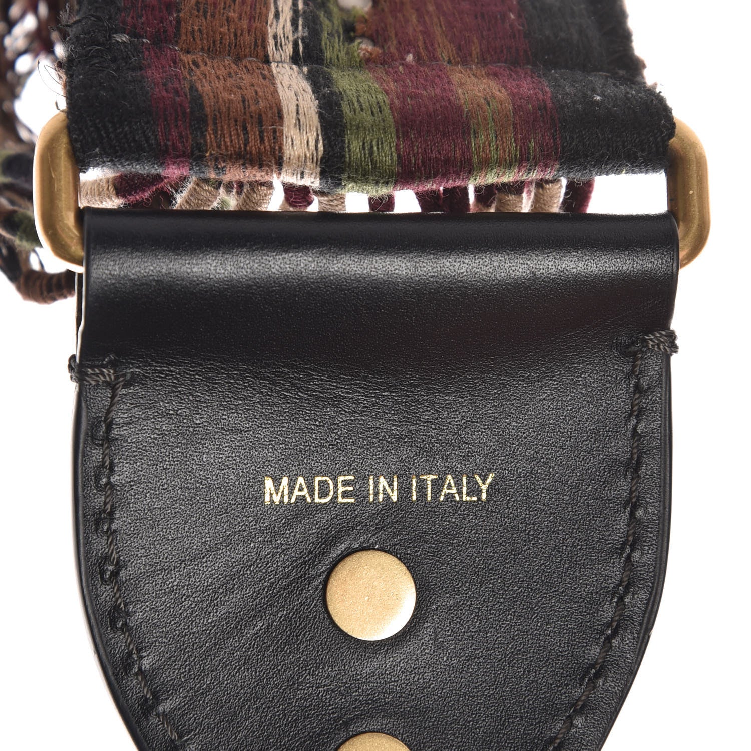 Christian Dior Canvas Embroidered Studded Bohemian Fringe Shoulder Strap Black Multicolor 3 of 5