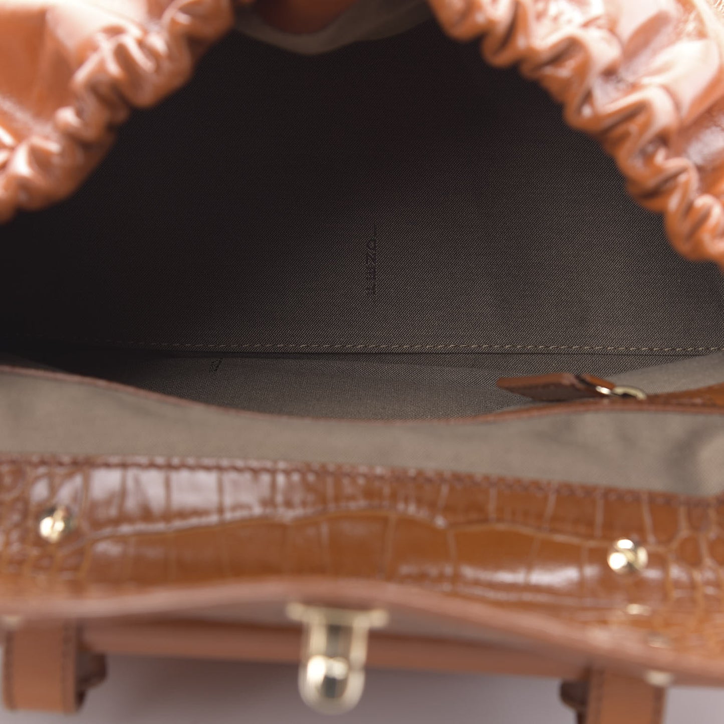 Lambskin Crocodile Embossed Medium Magic Bag Honey