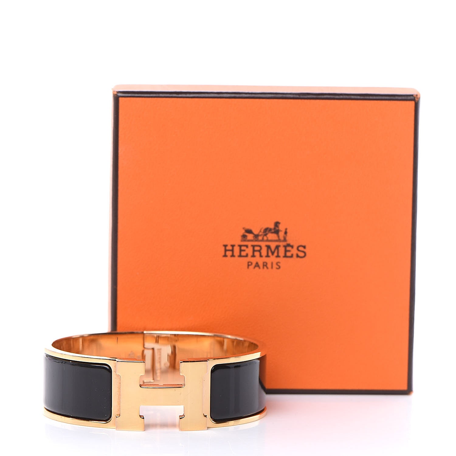 Hermes Enamel Wide Clic Clac H Bracelet GM Black 6 of 6