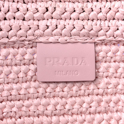 Prada Raffia Embroidered Striped Logo Miami Tote Pink Purple 6 of 8