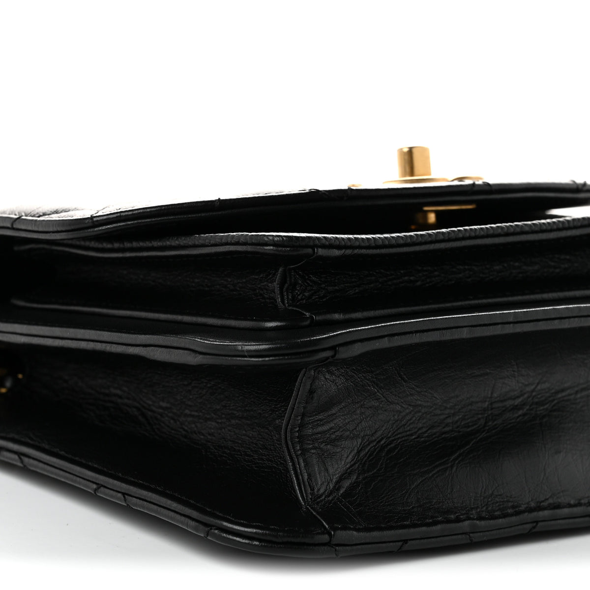 Calfskin Caviar Quilted Mini Chain Handle Flap Black