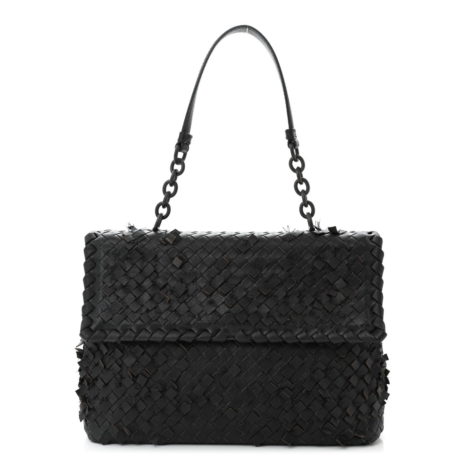Bottega Veneta Nappa Intrecciato Fringe Flap Black 1 of 10