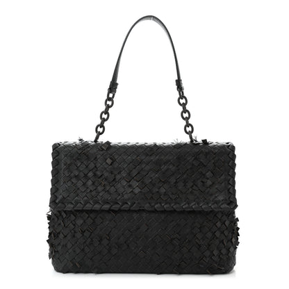Bottega Veneta Nappa Intrecciato Fringe Flap Black 1 of 10