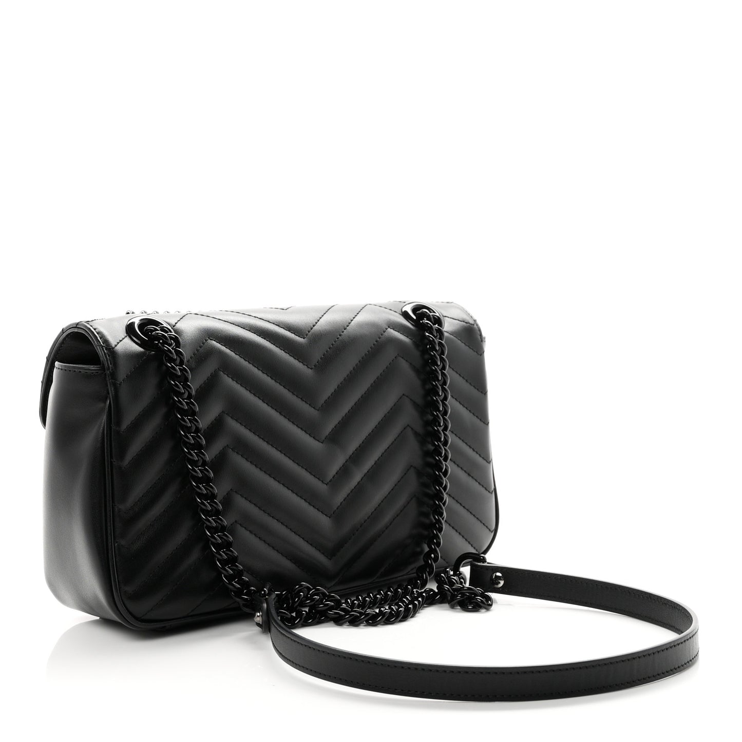 Calfskin Matelasse Monochrome Small GG Marmont Shoulder Bag Black