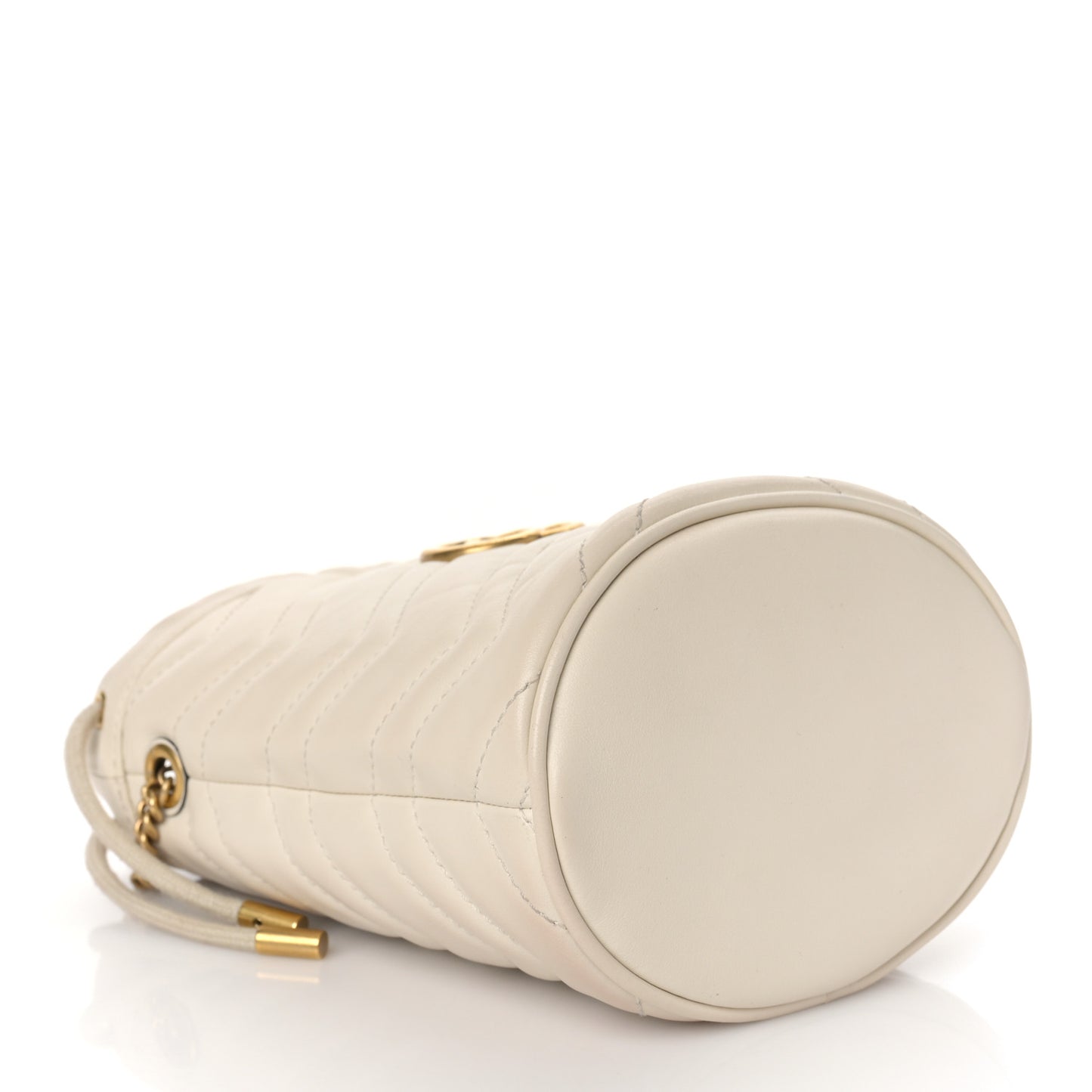 Calfskin Matelasse Mini GG Marmont 2.0 Bucket Bag White