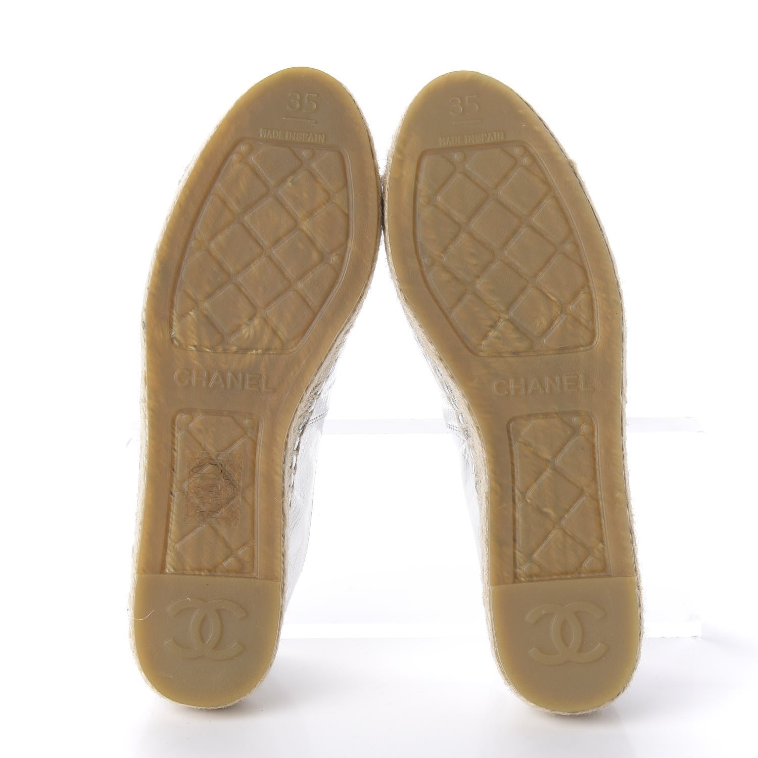 Chanel Laminated Goatskin CC Espadrilles 35 Silver 5 of 10
