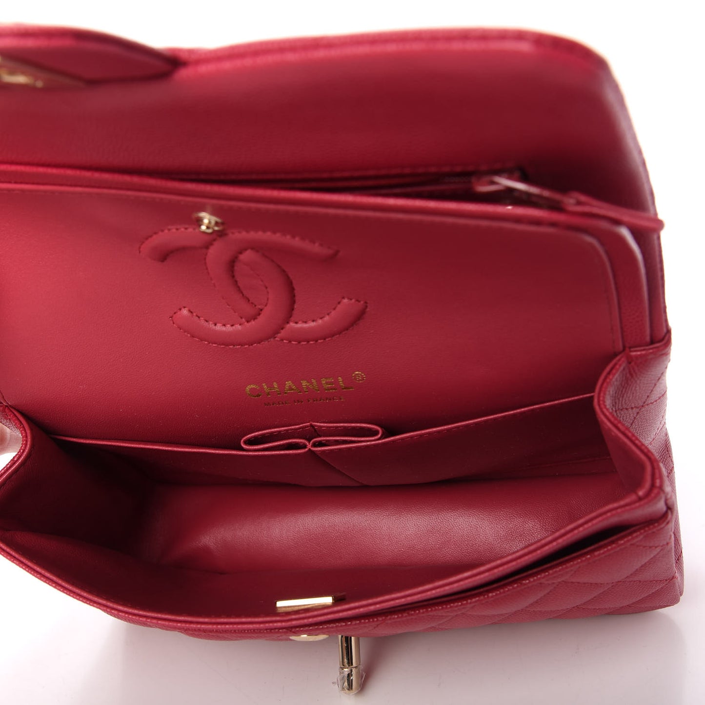 Caviar Quilted Small Double Flap Dark Pink