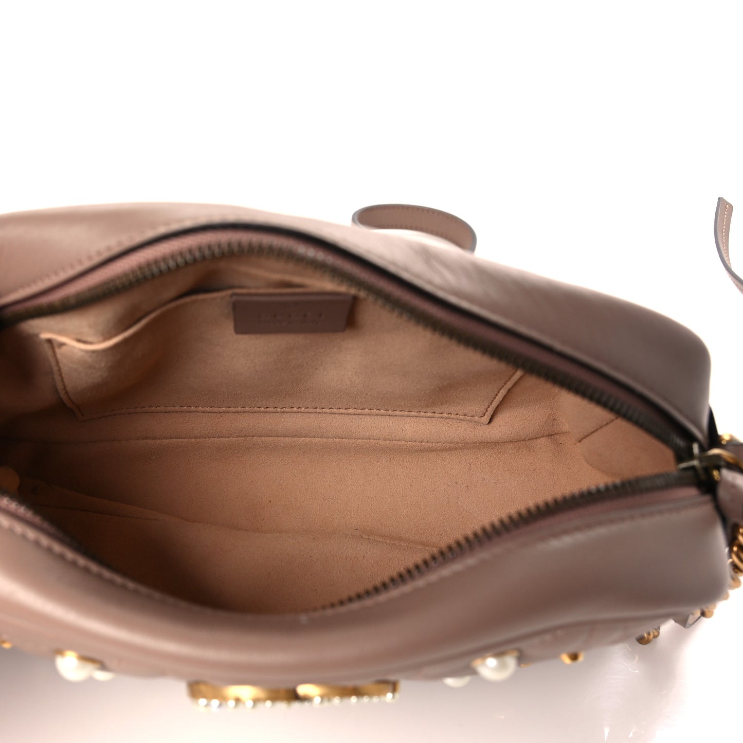 Calfskin Matelasse Studded Small Pearly GG Marmont Chain Shoulder Bag Porcelain Rose