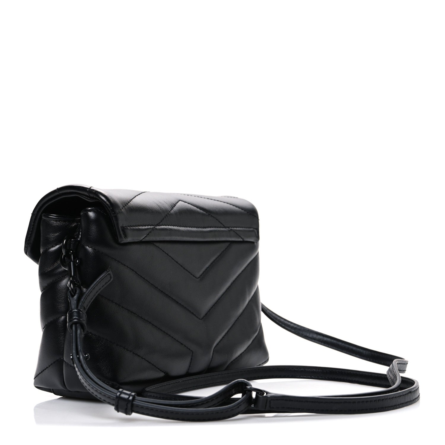 Saint Laurent Calfskin Y Quilted Monogram Monochrome Toy Loulou Crossbody Bag Black 3 of 10
