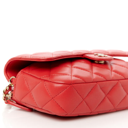 Chanel Lambskin Quilted Flap Phone Holder With Chain Red 11 of 12