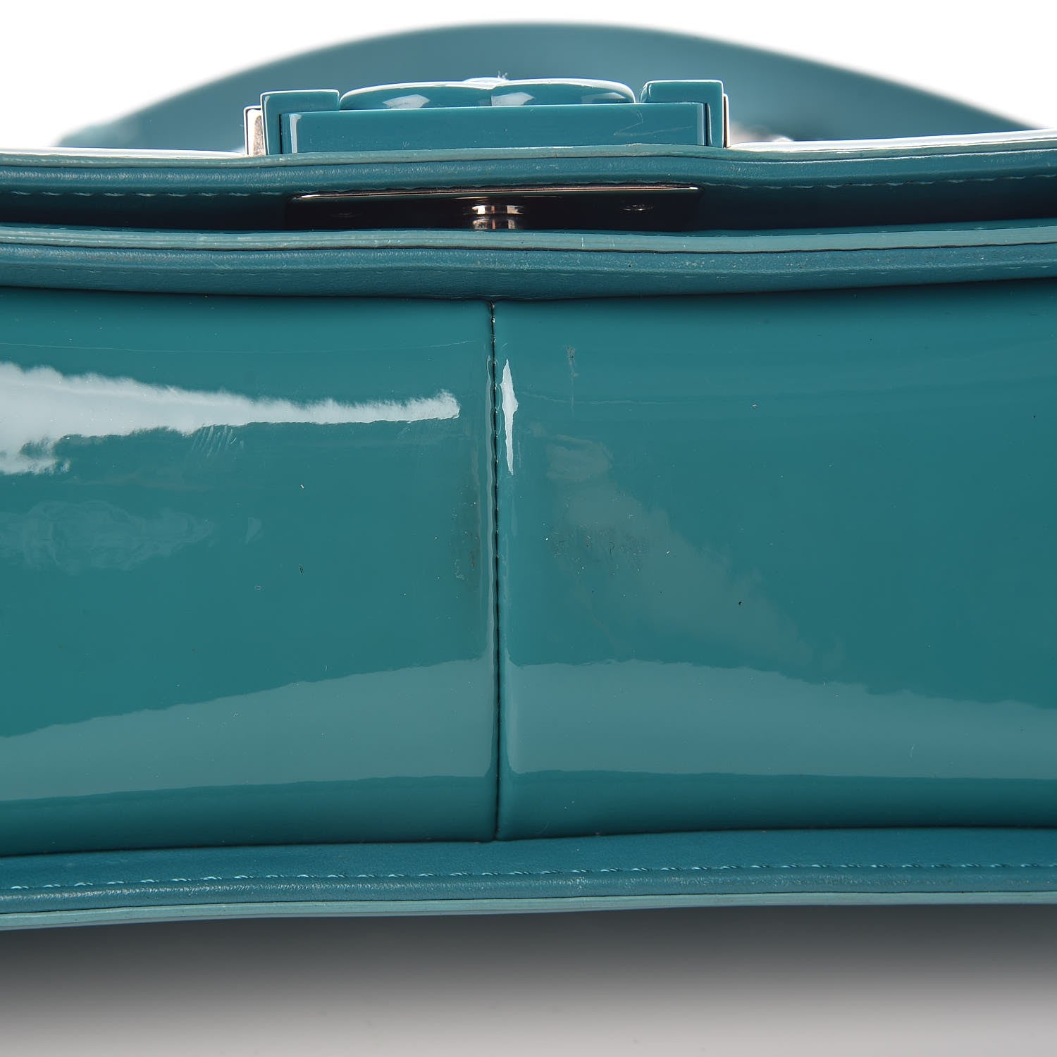 Chanel Patent Calfskin Quilted Medium Plexiglass Boy Flap Turquoise 11 of 25