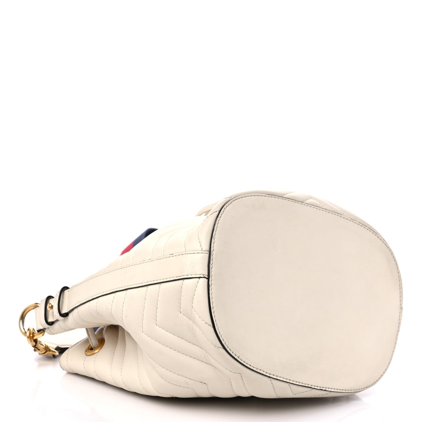 Calfskin Matelasse Sylvie Web GG Marmont Bucket Bag White