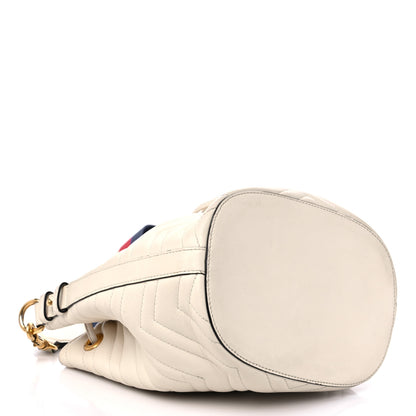 Gucci Calfskin Matelasse Sylvie Web GG Marmont Bucket Bag White 4 of 14