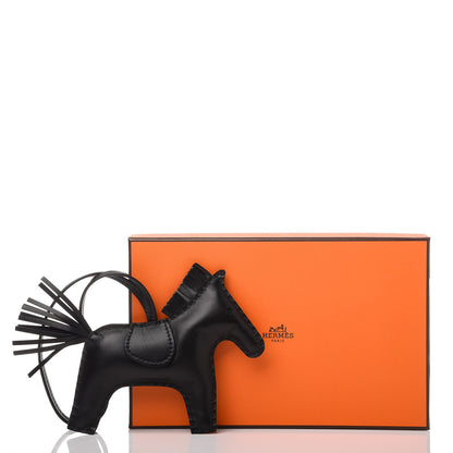 Hermes Milo Lambskin Grigri Rodeo Horse Bag Charm MM So Black 4 of 4