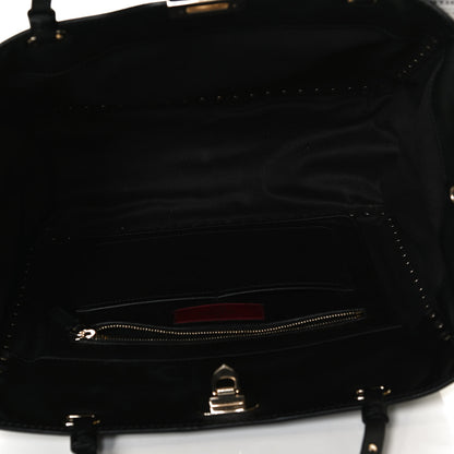 Valentino Garavani Vitello Medium Rockstud Tote Black 5 of 12