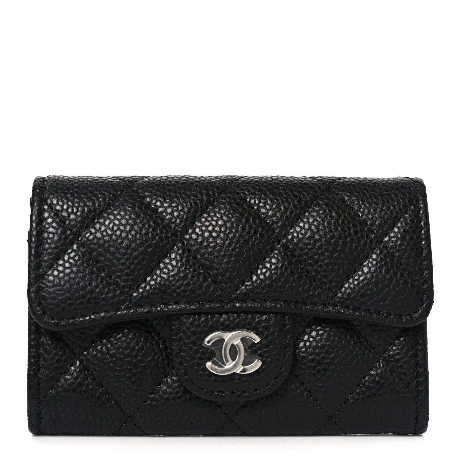 Chanel Caviar Quilted Flap Card Holder Wallet Black 1 of 8