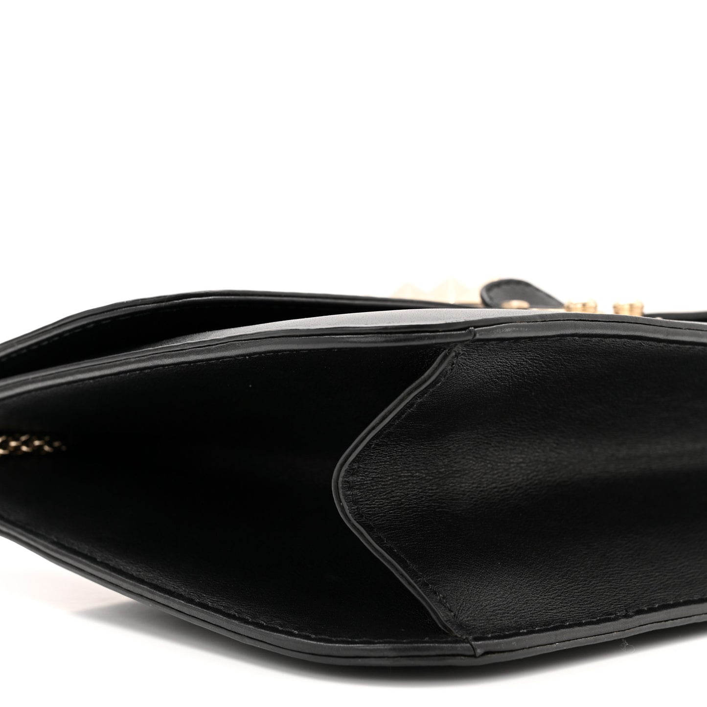 Vitello Large Glam Lock Rockstud Flap Black