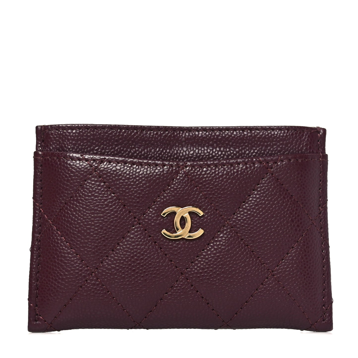 Caviar Quilted Card Holder Burgundy
