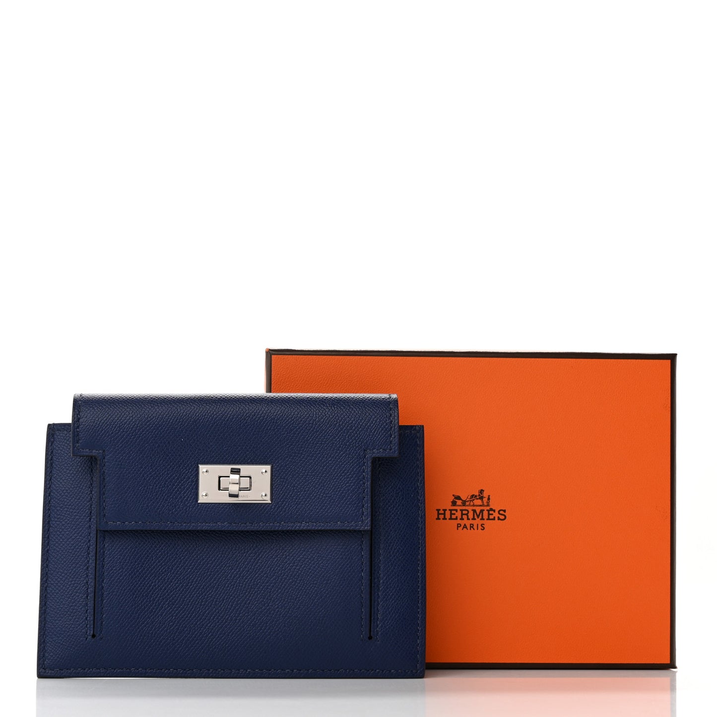 Epsom Kelly Pocket Compact Wallet Bleu Saphir