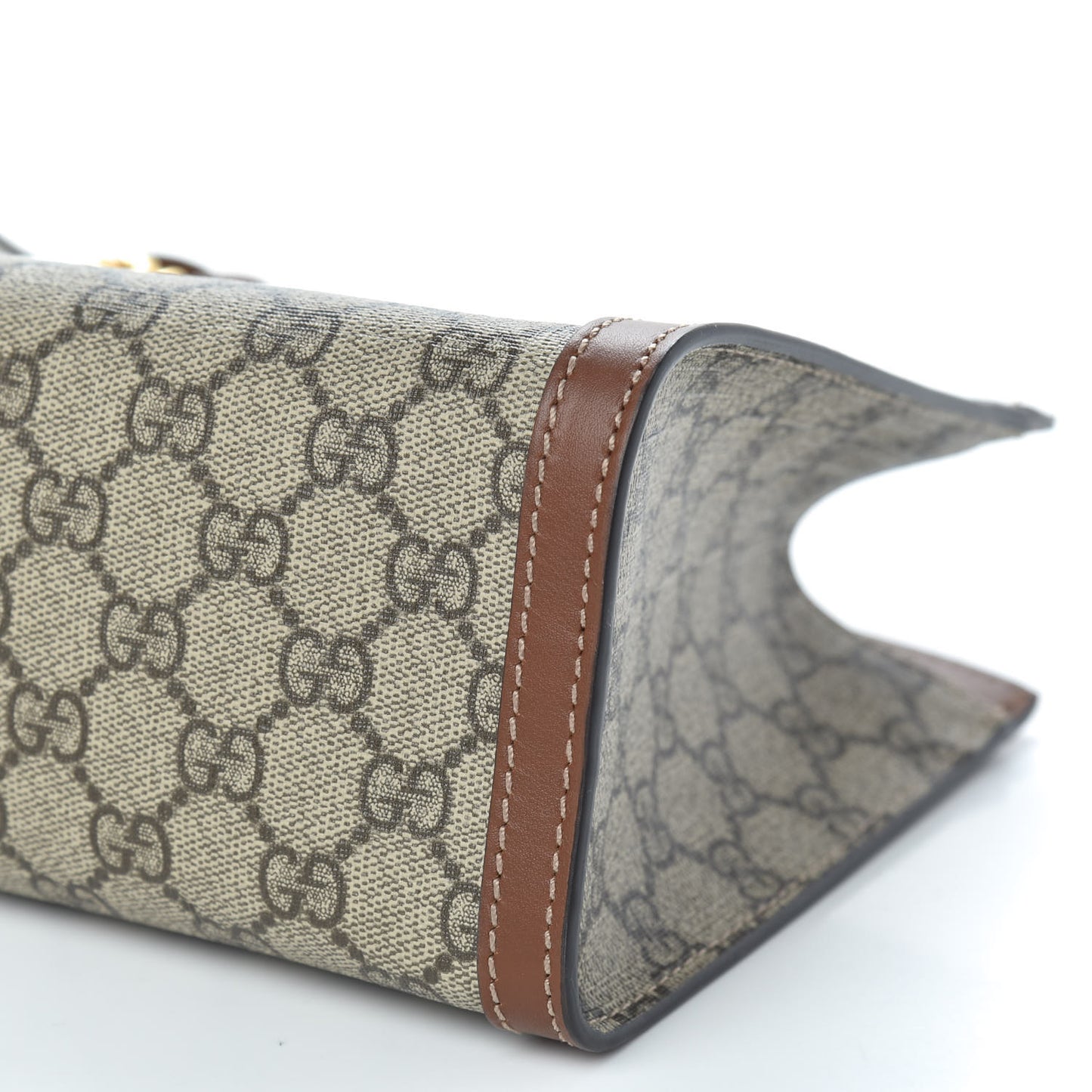 GG Supreme Monogram Calfskin Small Padlock Tote Beige Ebony Tuscany