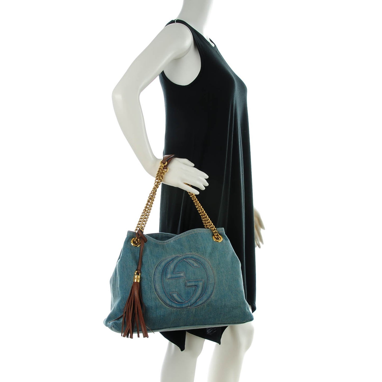 Denim Medium Soho Chain Shoulder Bag Blue