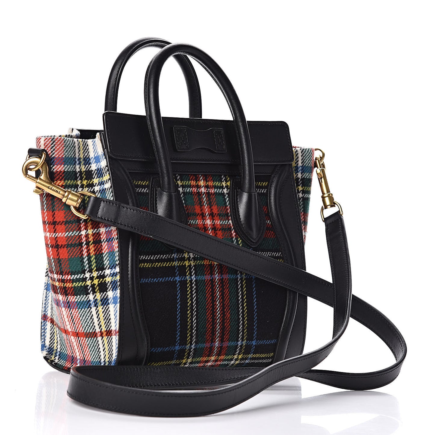 Tartan Calfskin Nano Luggage Red Blue