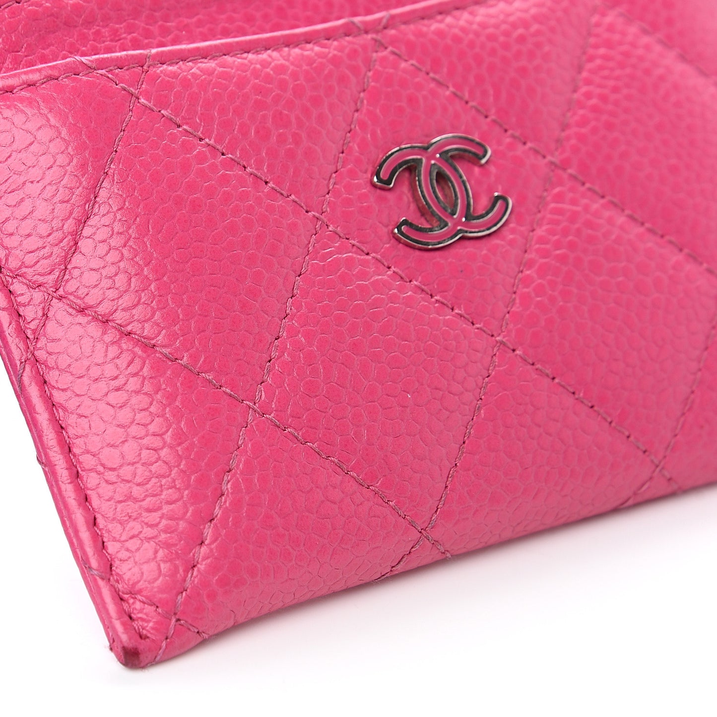Caviar Quilted Card Holder Pink