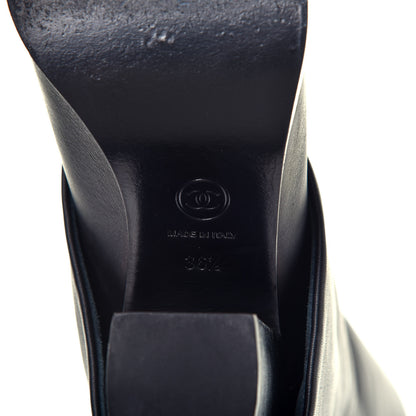 Chanel Calfskin Patent Calfskin CC Cap Toe Fold Over High Boots 36.5 Black 6 of 7