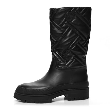 Hermes Suede Goatskin Quilted Fuji Boots 38.5 Black 1 of 7
