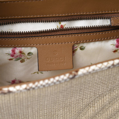 Gucci Raffia Elaphe Matelasse Small GG Marmont Shoulder Bag Natural Cream Brown 7 of 10