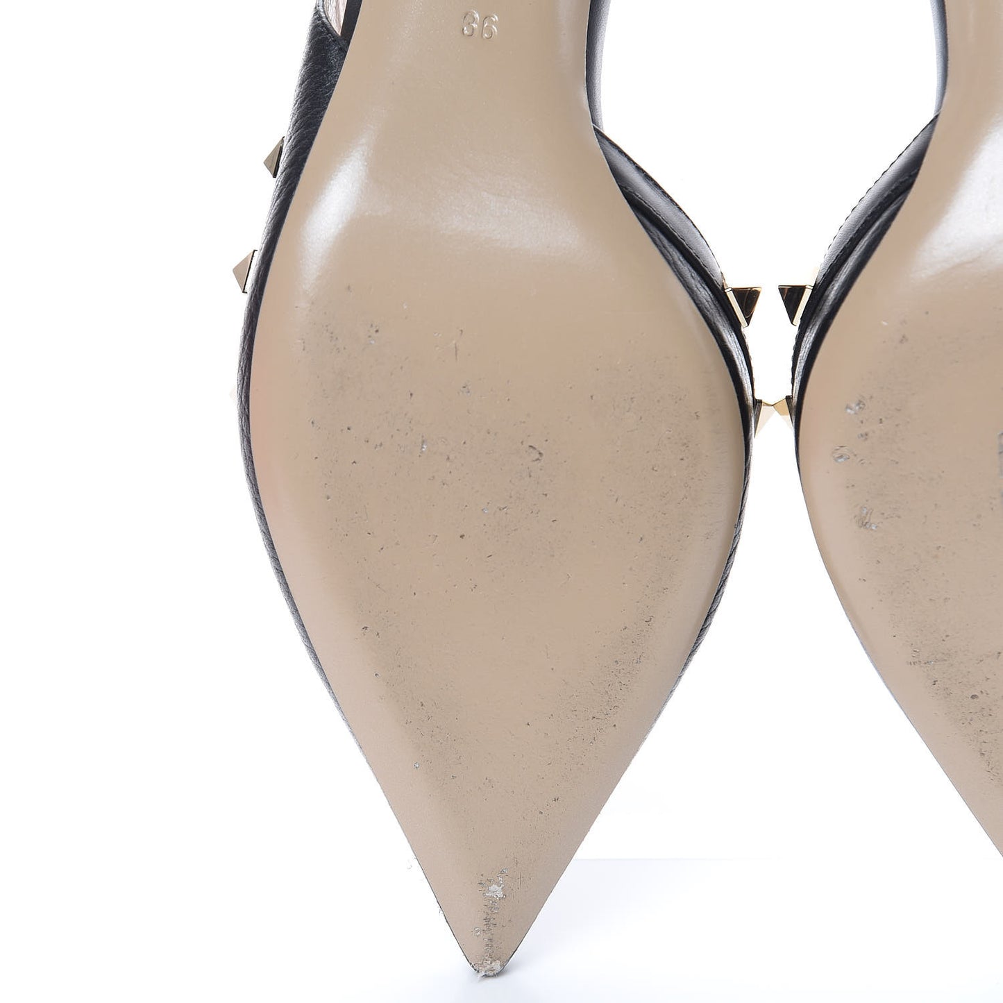 Pebbled Calfskin Rockstud Half D'Orsay Slingback 50mm Pumps 36 Black