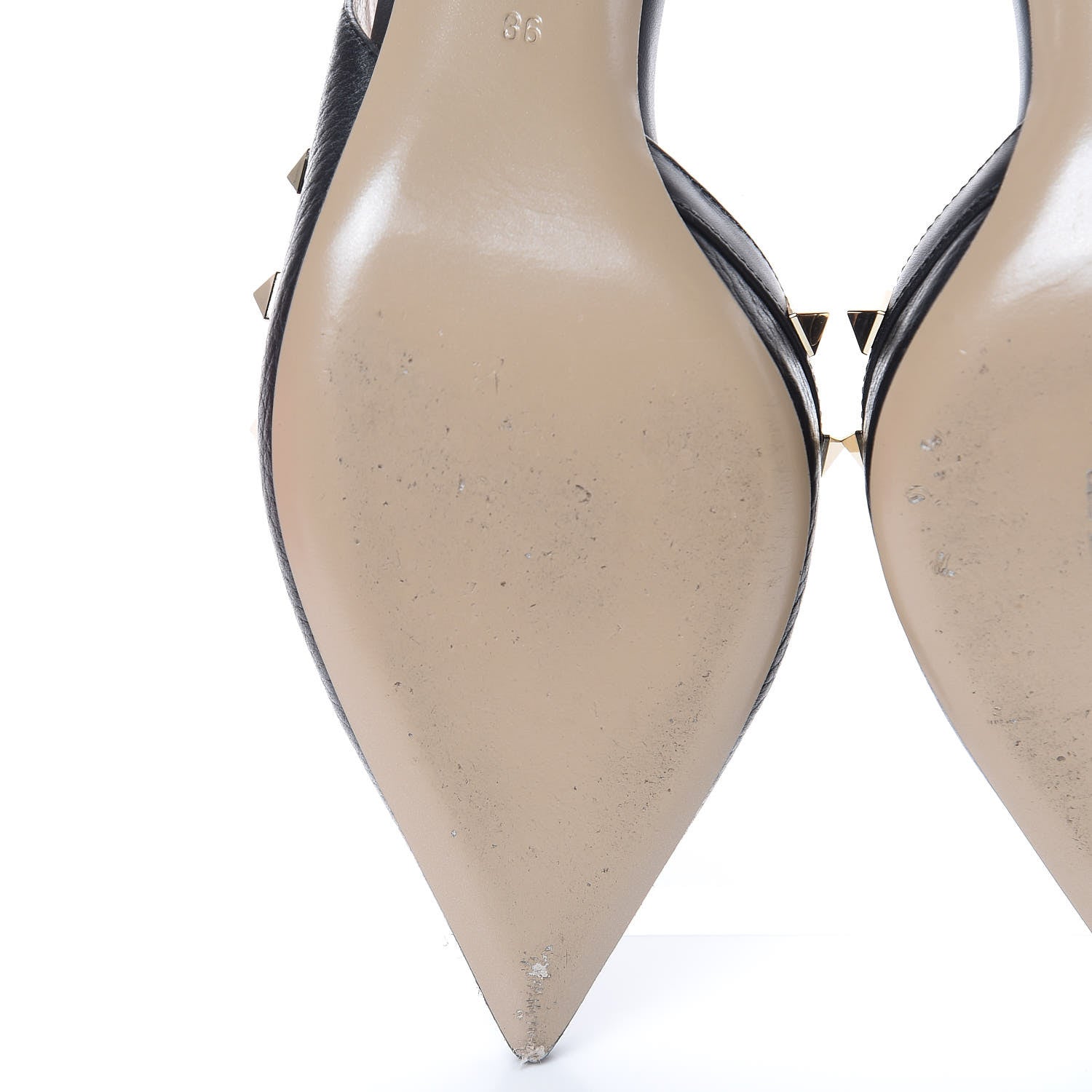Valentino Garavani Pebbled Calfskin Rockstud Half D'Orsay Slingback 50mm Pumps 36 Black 11 of 13