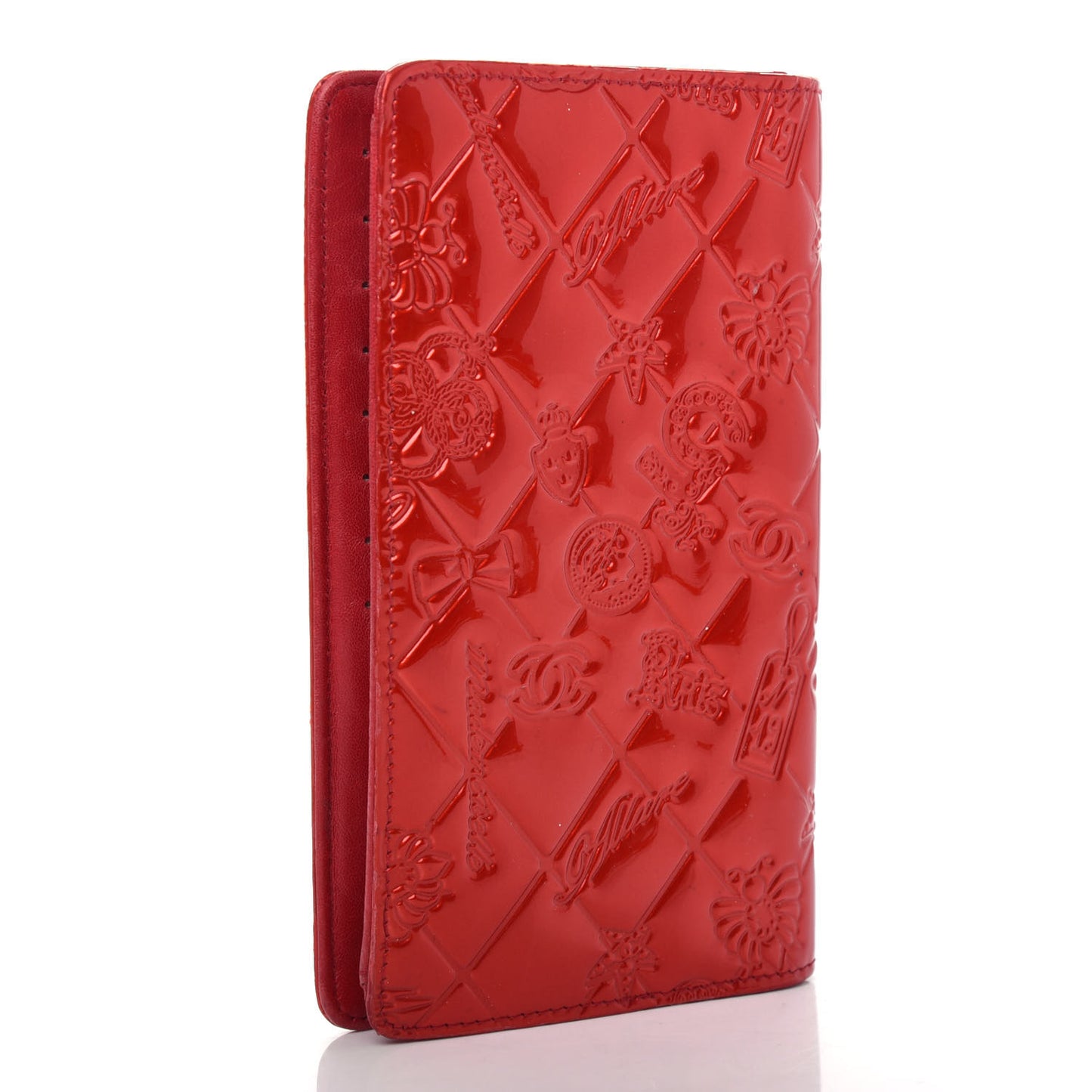Patent Calfskin Lucky Symbols Yen Wallet Red