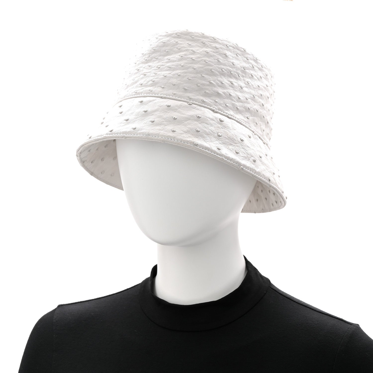 Prada Ostrich Metal Triangle Womens Bucket Hat L White 2 of 8