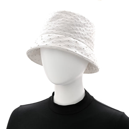 Prada Ostrich Metal Triangle Womens Bucket Hat L White 2 of 8