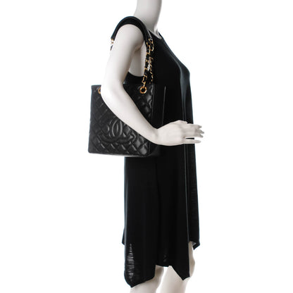 Chanel Caviar Quilted Petit Shopping Tote PST Black 2 of 7