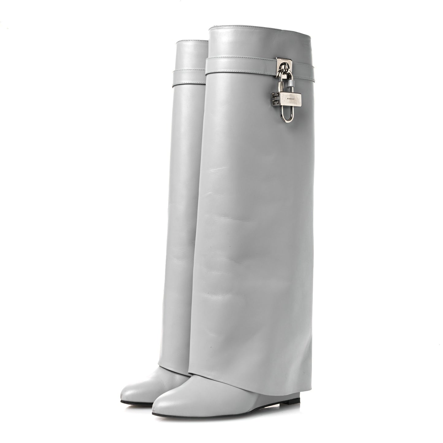 Calfskin Shark Lock Pant Boots 39 Grey
