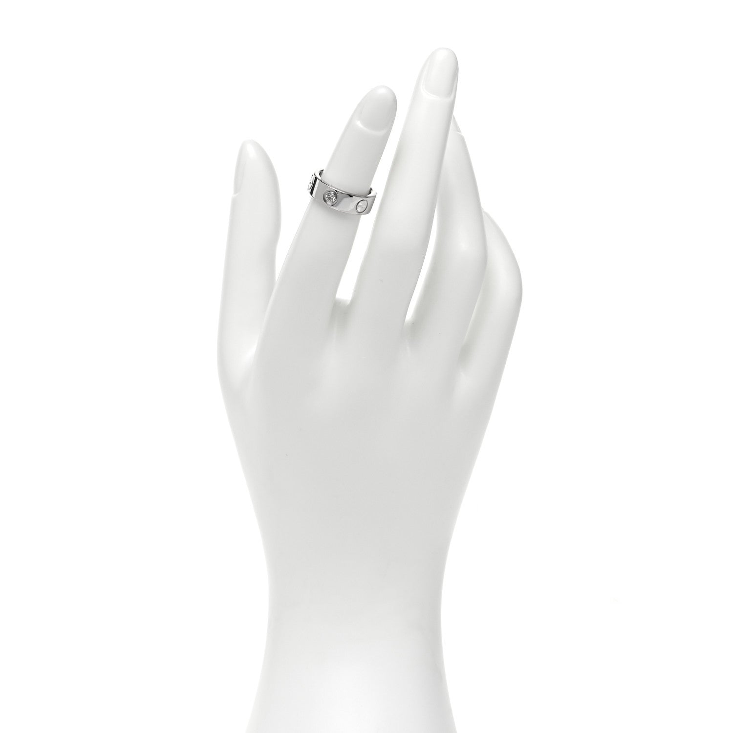 Cartier 18K White Gold 3 Diamond 5.5mm LOVE Ring 46 3.75 2 of 5
