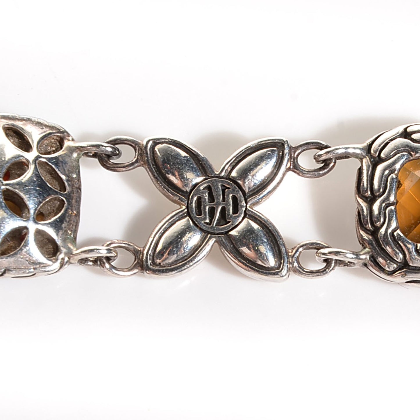 Sterling Silver 18K Gold Citrine Garnet Sunset Batu Kawung Bracelet