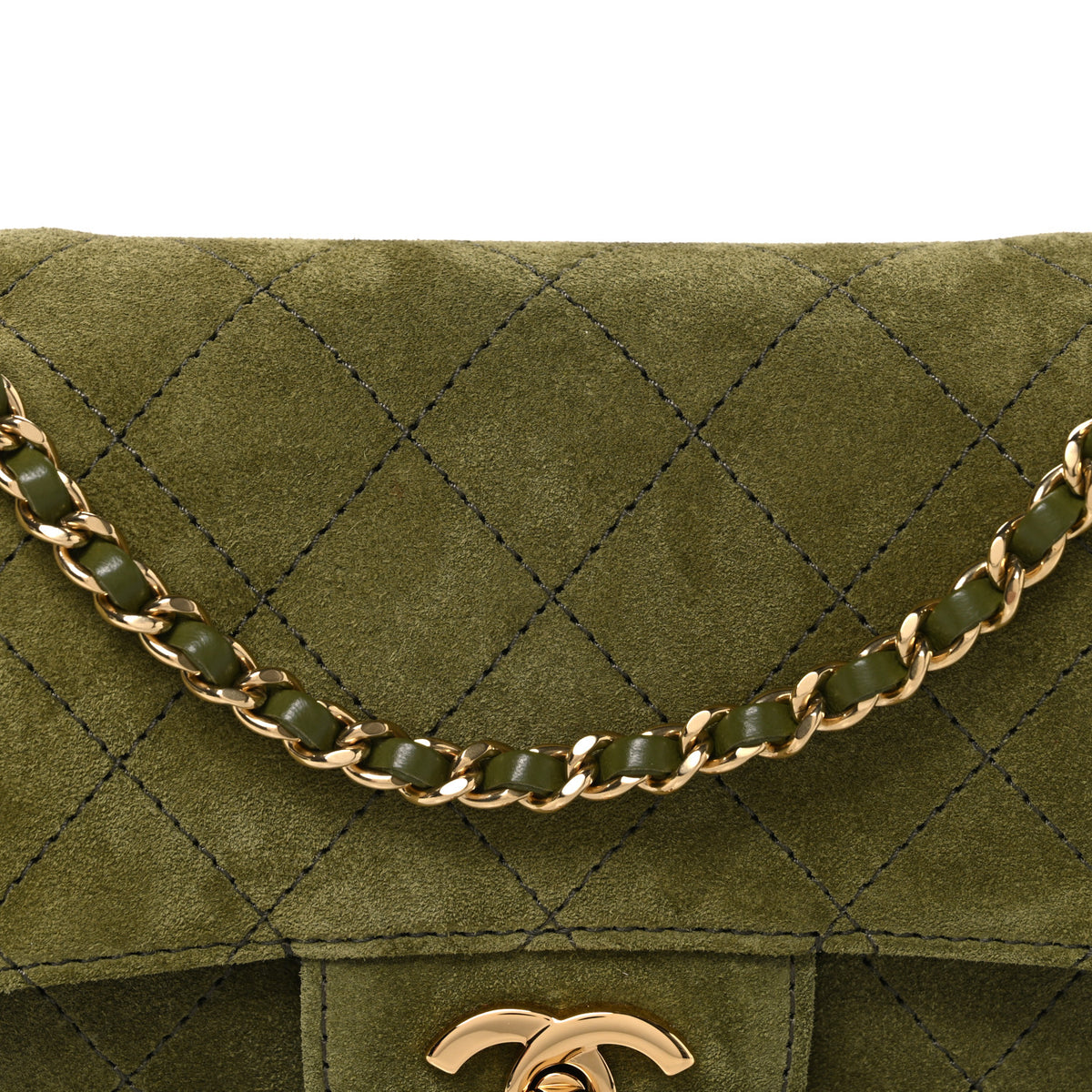 Suede Calfskin Mini Souplissimo Flap Khaki
