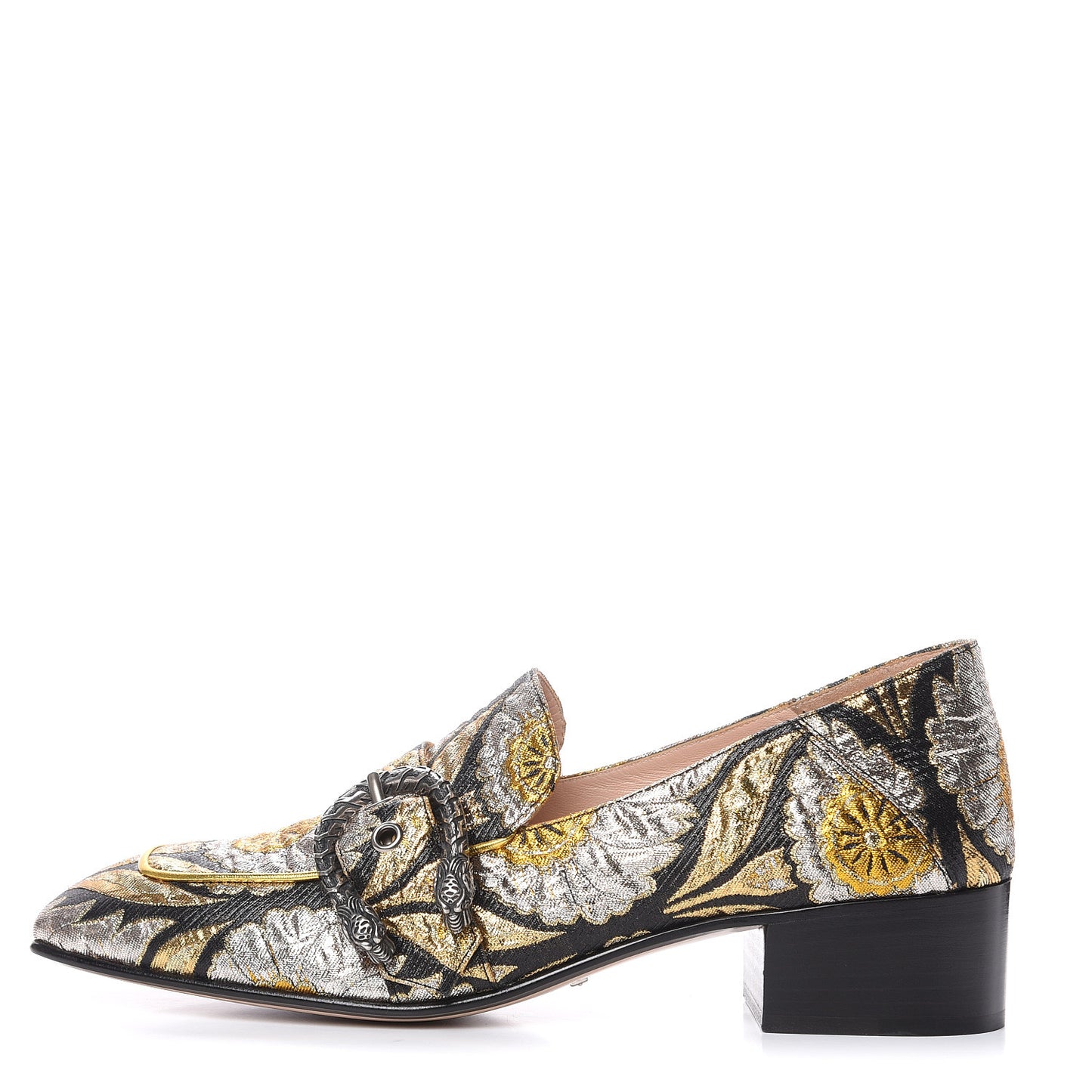 Brocade Floral Jacquard Dionysus Loafers 41 Black