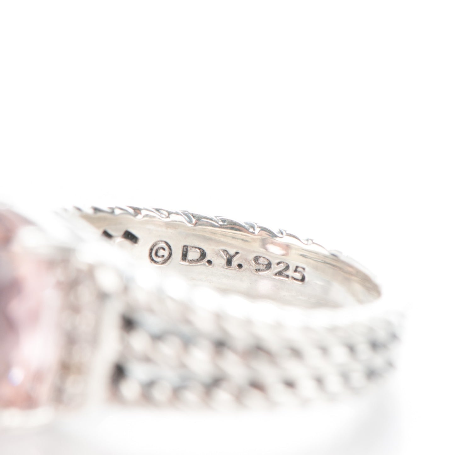 Sterling Silver Diamond Morganite 10mm Petite Wheaton Ring 54 7