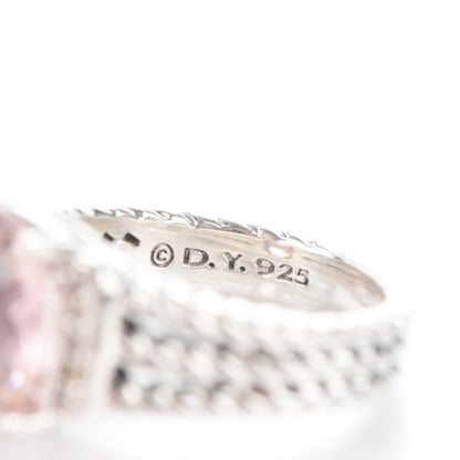 David Yurman Sterling Silver Diamond Morganite 10mm Petite Wheaton Ring 54 7 4 of 4