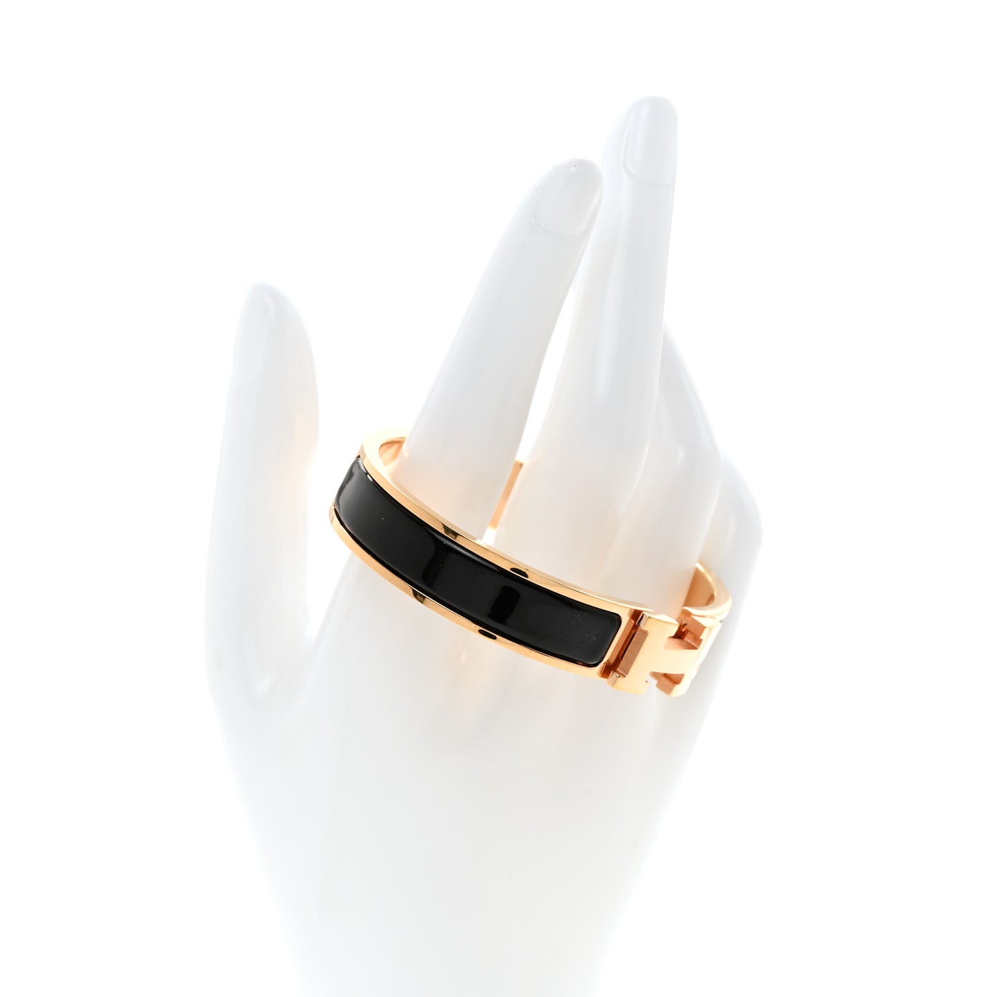Enamel Narrow Clic Clac H Bracelet GM Black