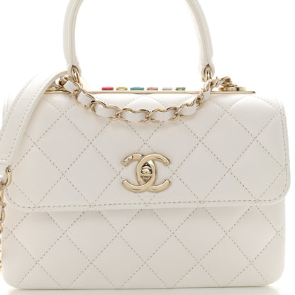Chanel Lambskin Lacquered Quilted Mini Trendy CC Dual Handle Flap Bag White 8 of 11